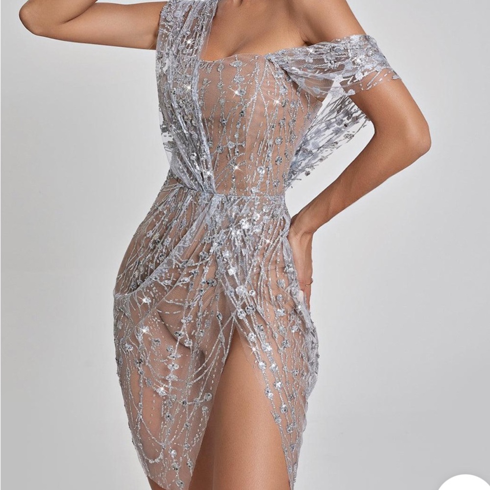 Elegant Silver Evening Dress